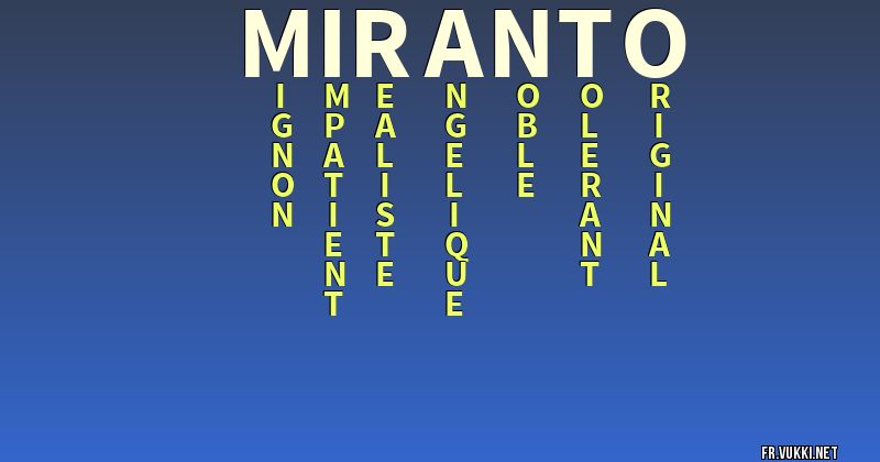 Signification du nom miranto - ¿Que signifie ton nom?