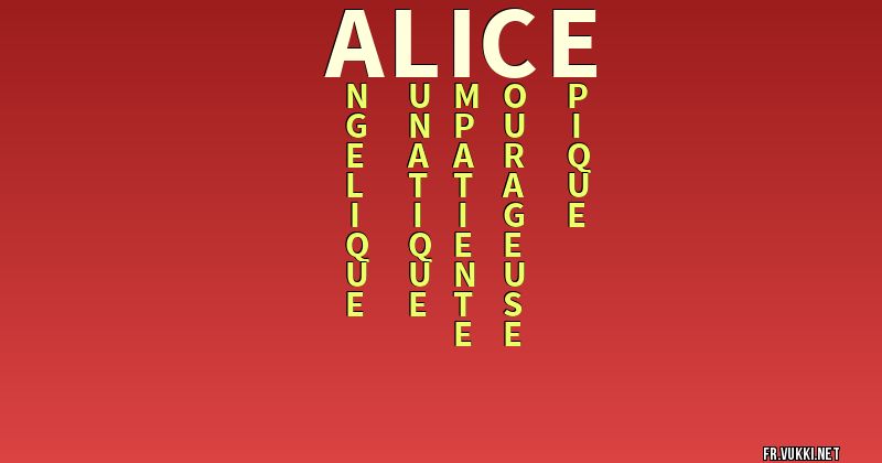 Signification du nom alice - ¿Que signifie ton nom?