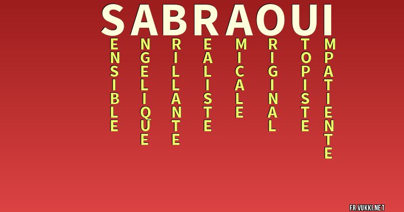 Signification du nom sabraoui - ¿Que signifie ton nom?