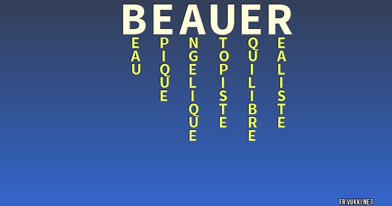 Signification du nom beauer - ¿Que signifie ton nom?