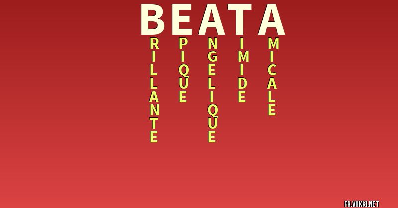 Signification du nom beata - ¿Que signifie ton nom?