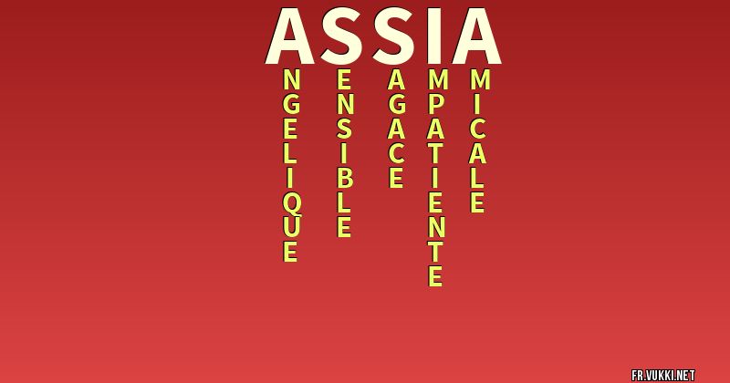 Signification du nom assia - ¿Que signifie ton nom?